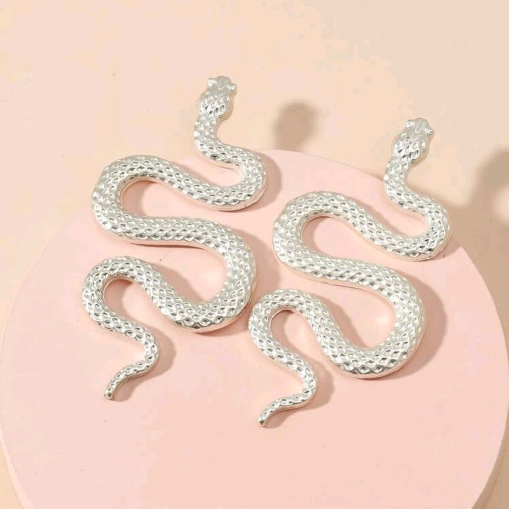 Silver Snake Earrings